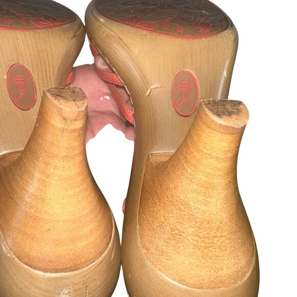 Sofft Coral Leather Strappy Sandals Size 8 – Comfortable Heeled Summer Shoes - Picture 7 of 11